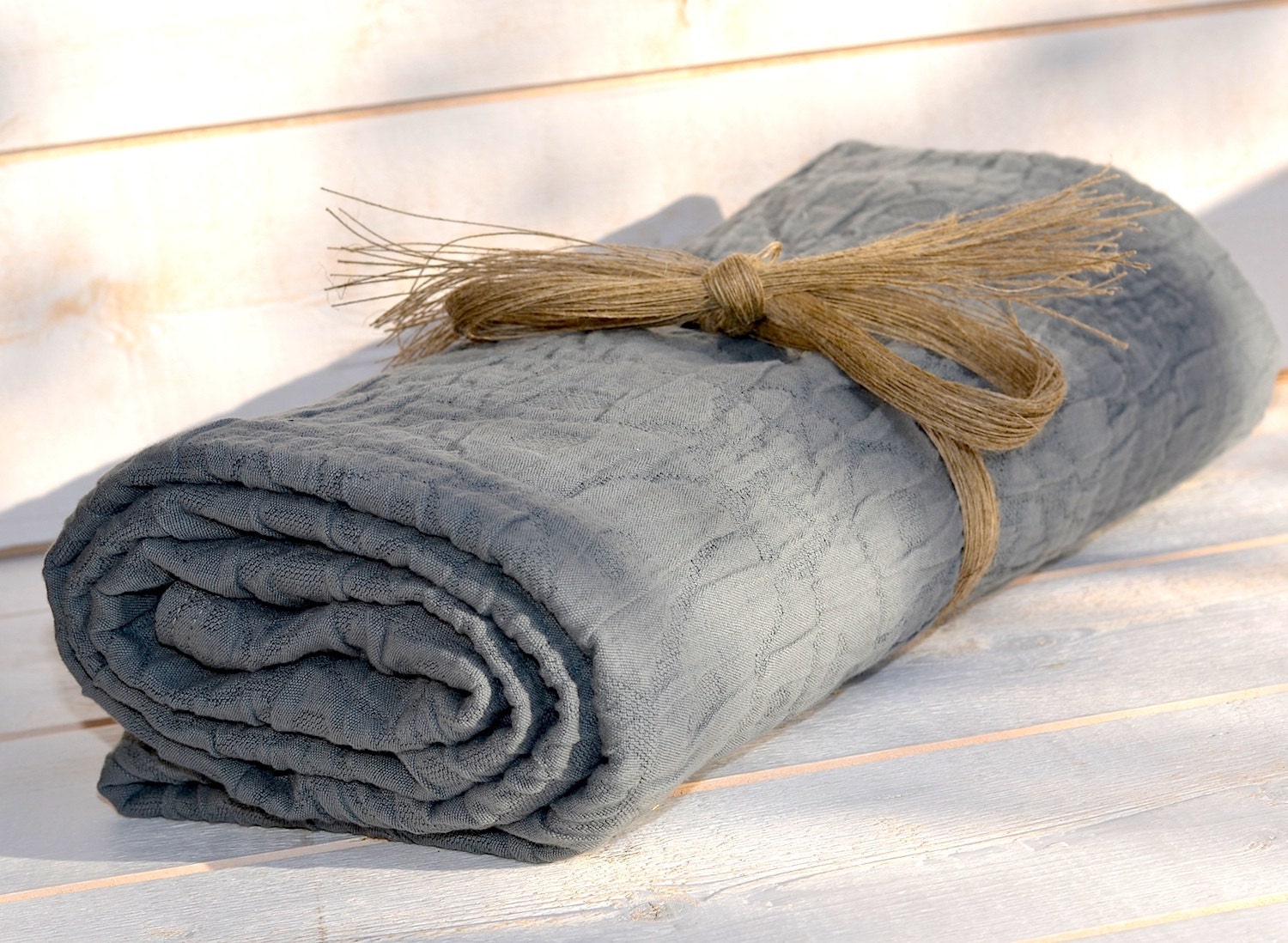 Blanket ECO FRIENDLY French country / Natural Grey Gray Cristal picnic blanket