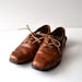 RESERVED  90s Lace Up Flats with Side Cut Outs / Brown Leather / size 6