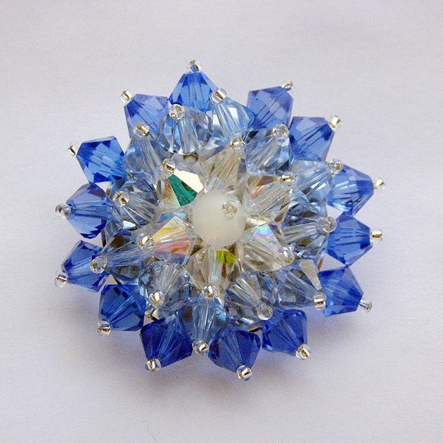Blue Crystal Brooch 2 Free Shipping
