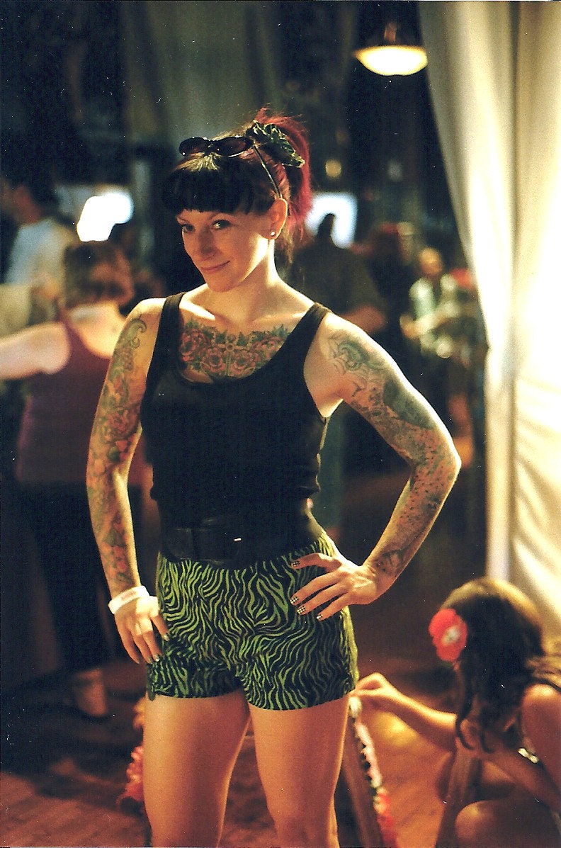 High Waisted Lime Green and Black Zebra Shorts (only 2 left)