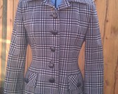 Black and White Plaid Houndstooth Coat