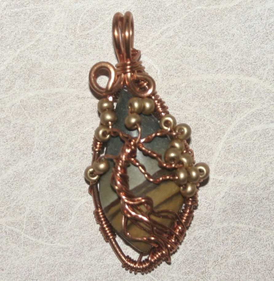 SALE, Small Tree of Life Wire Wrapped Copper Pendant, Wire Jewelry, Handmade