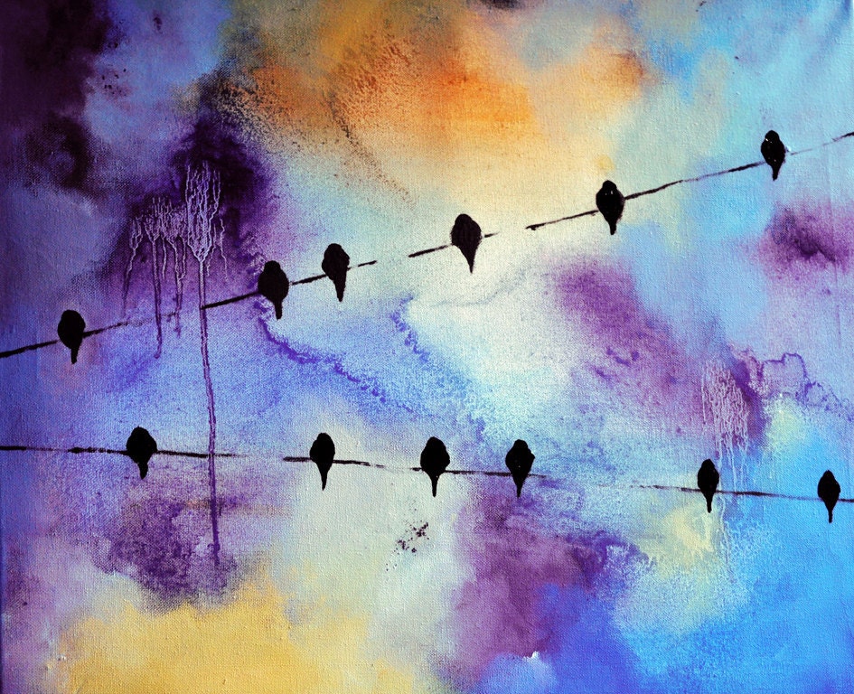 Winter birds 10 - original oil painting 20x24 inch SALE 25% OFF