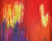 Sunshine - original abstract oil painting - large 28x47 inch SALE 50% OFF