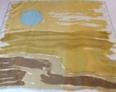 Scarf, VERA NEUMANN, Silk Blend, Abstract Golden Landscape with Sun