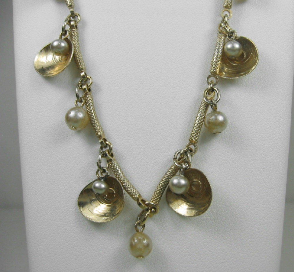 Vintage Faux Pearl Shell Necklace