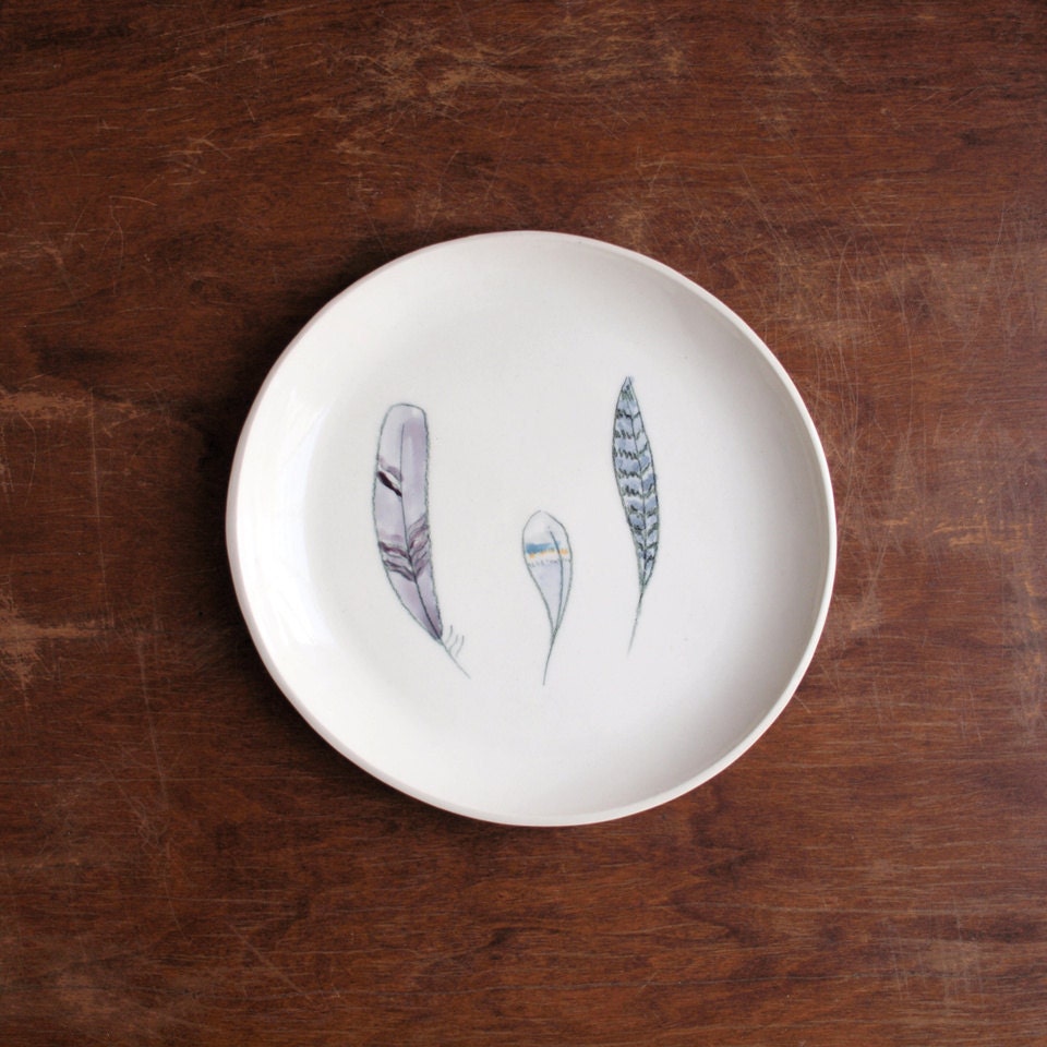 SALE..feathered dessert plate no.39