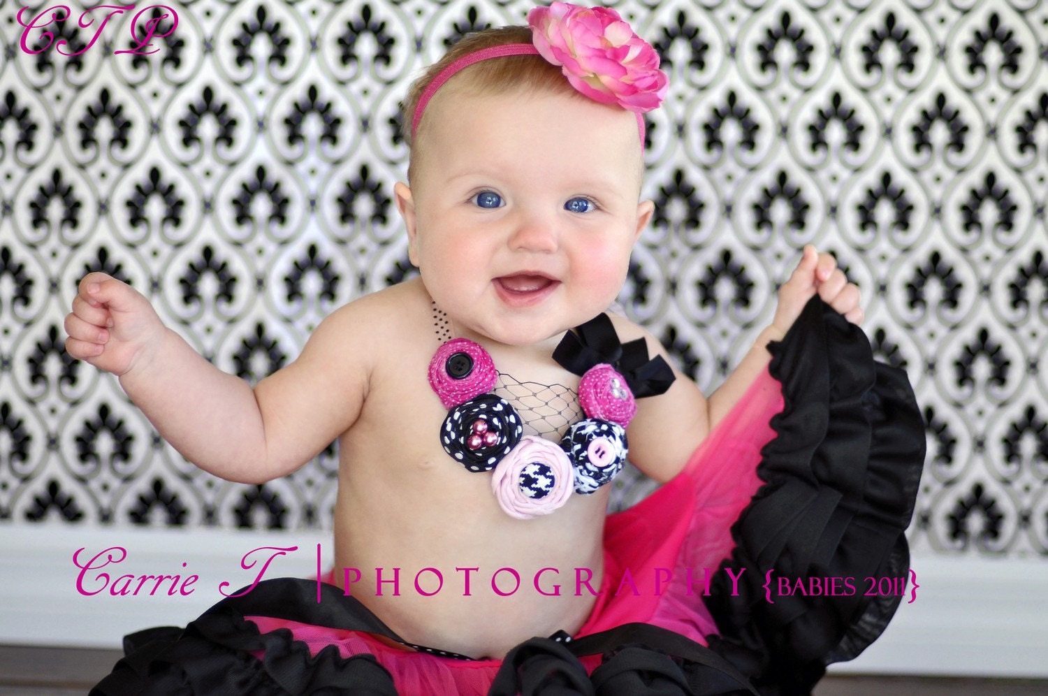Ryleigh statement bib necklace fabric rosettes - child size
