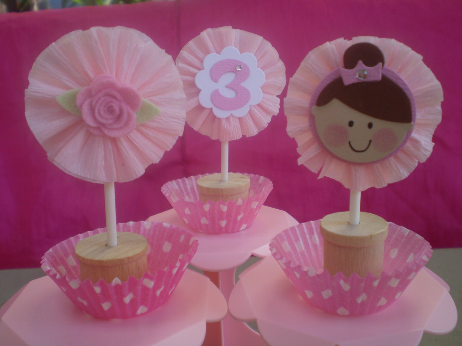 Princess ruffle cup cake toppers