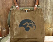 Om - tribute to Karen.  Hand Painted Vintage Military Satchel.