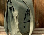 Harry Potter Deathly Hallows - Hand Painted Military Style Messenger Bag - Ipad
