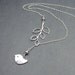 Bird and Branch Lariat Necklace 'Lydia in Grey' with Sterling Silver and Swarovski Pearls