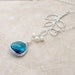 Branch Necklace - 'Florence Lagoon Blue'  Glass Drop, Freshwater Pearls and Sterling Silver Chain, Wedding, Blue Necklace