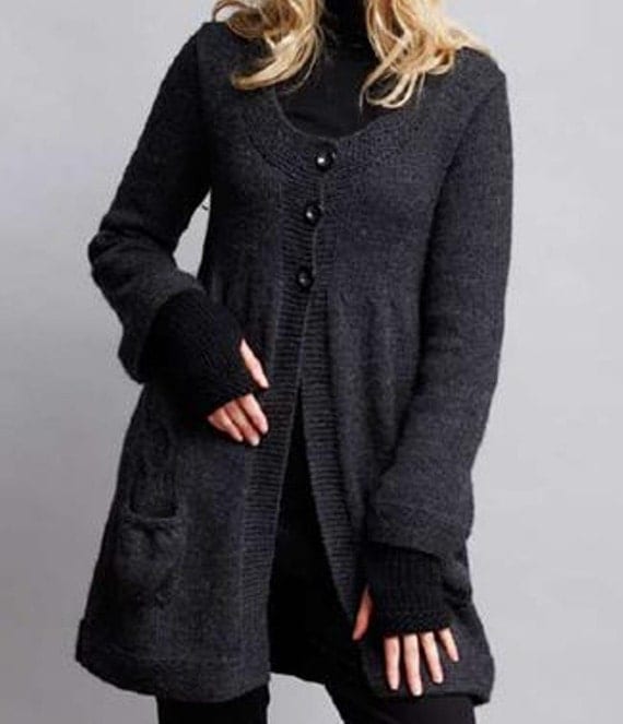 Long or Short Version Cardigan Sweater in Soft Wool Color