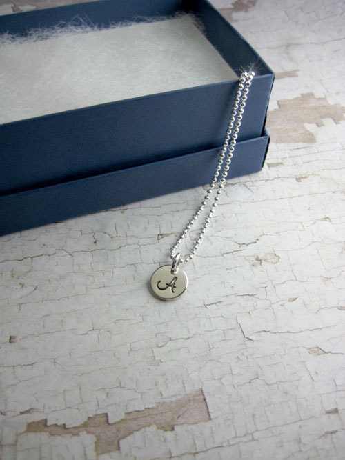 Petite Stamped Sterling Silver Initial Charm Necklace by MetalPressions