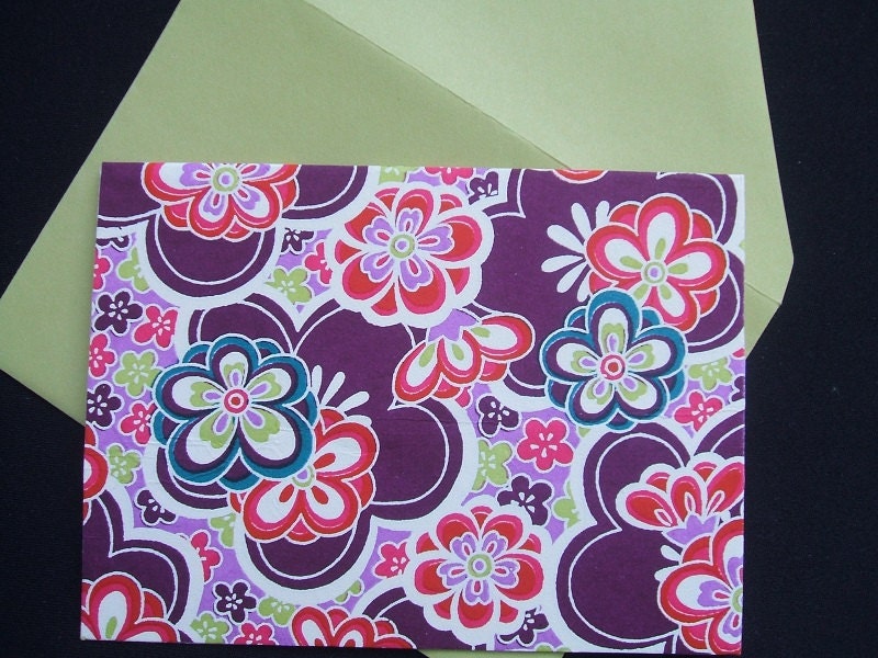 A2 Blank Note Cards - Yuzen Blooms - Set of 10
