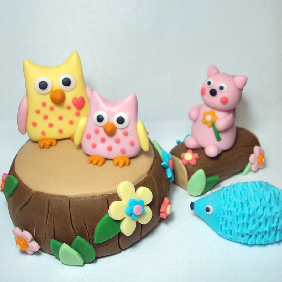 Forest Friends Set of 6 Cake Toppers For Birthdays, Baby Showers, and Other Events