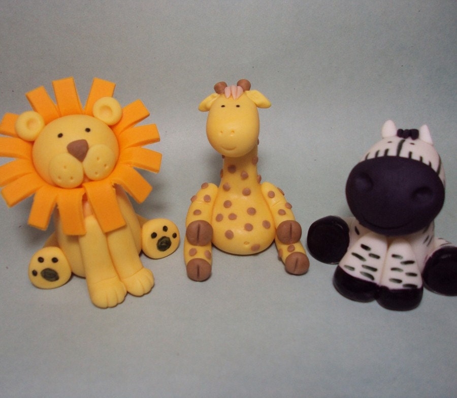 Safari Animals Set of 5- Cupcake or Cake Toppers