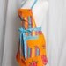 Vintage inspired Apron Retro Style Bold and Beautiful Stripes Hibiscus and Dragonflies