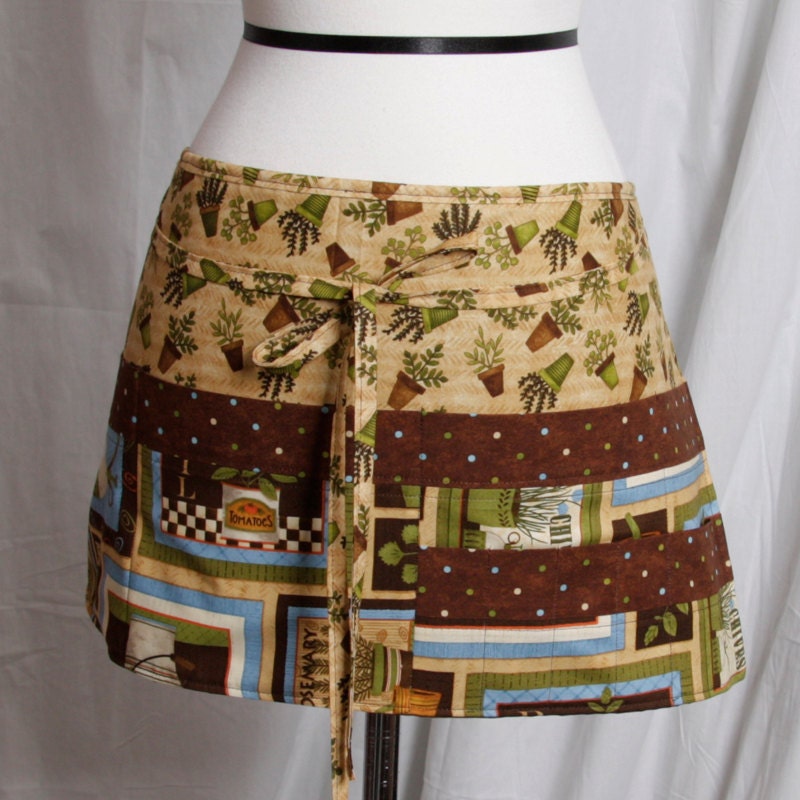 Half Apron, herbs mixed with polka dots