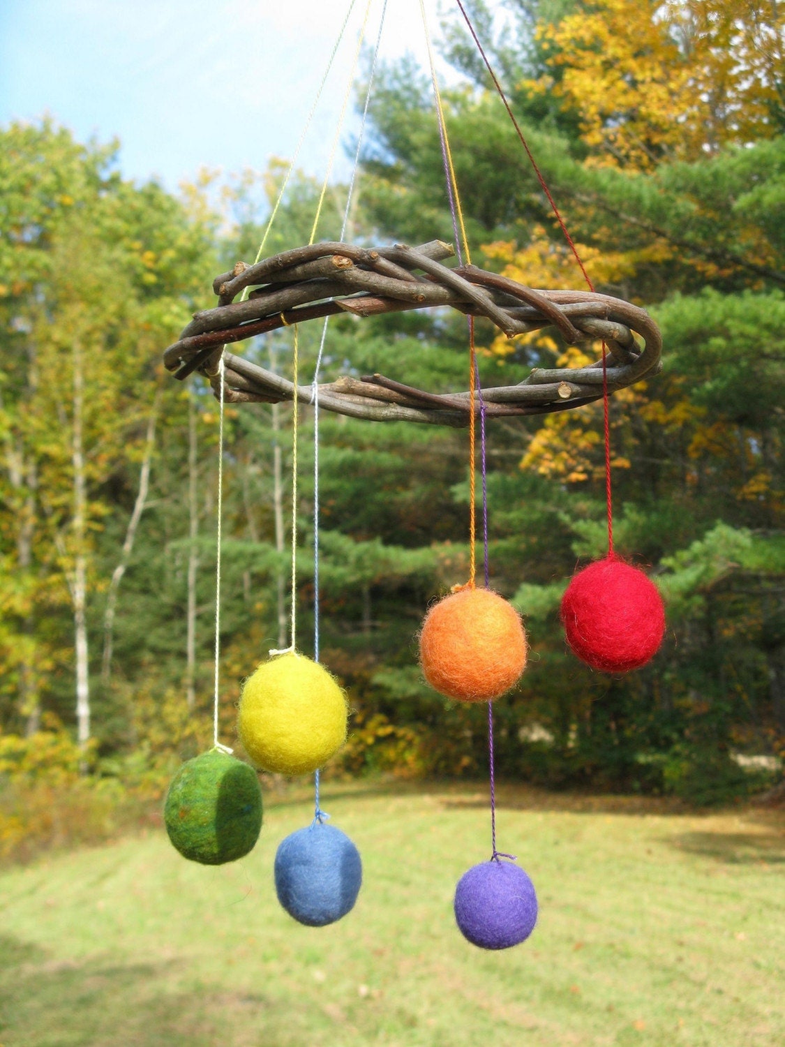 Felted Rainbow Ball Mobile