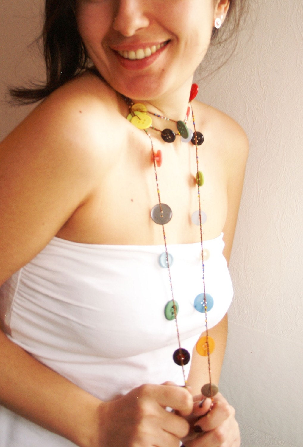 Happy Buttons - versatile crocheted necklace / bracelet - upcycled colorful buttons - ohtteam rusteam - FREE WORLDWIDE SHIPPING