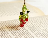Crocheted berries earrings - glass beads earrings  - FREE SHIPPING