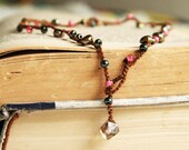 Olive pearls and pink necklace / bracelet with wooden beads - Free Worldwide Shipping