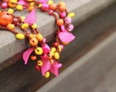 Splash of color - fuchsia pink, orange and yellow long necklace / bracelet - rusteam ohtteam europeanstreetteam - free worldwide shipping