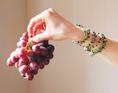 Fresh grapes  - Versatile crocheted necklace / bracelet - fresh green and deep purple - FREE SHIPPING