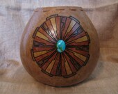 Gourd Art-Turquoise Cab vessel