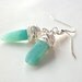 Amazonite earrings, trendy silver wire wrapped green gemstone earrings with amazonite spikes, long drop earrings