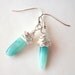 Amazonite earrings, trendy silver wire wrapped green gemstone earrings with amazonite spikes, long drop earrings