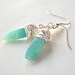 Amazonite earrings, trendy silver wire wrapped green gemstone earrings with amazonite spikes, long drop earrings