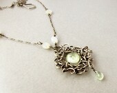 Sterling silver necklace, fancy with Prehnite gemstone