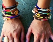 DESIGN YOUR OWN Custom Cooper bracelet - textile, leather, button, handmade jewelry