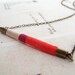 DAVIS necklace - ethnic inspired, textile and leather with antiqued brass chain (persimmon wildberry pearl)