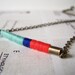 READY TO SHIP - Davis necklace - ethnic inspired, textile and leather with antiqued brass chain (celadon royal persimmon)