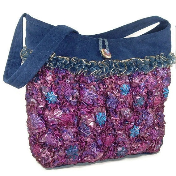 Gorgeous Purple Handmade Fabric Handbag Large