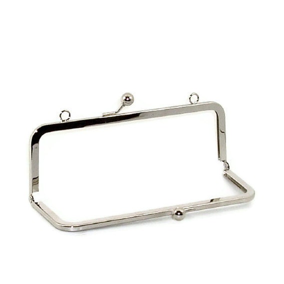 8 X 3 Inch Nickel Purse Frame With Loops  FREE US SHIPPING