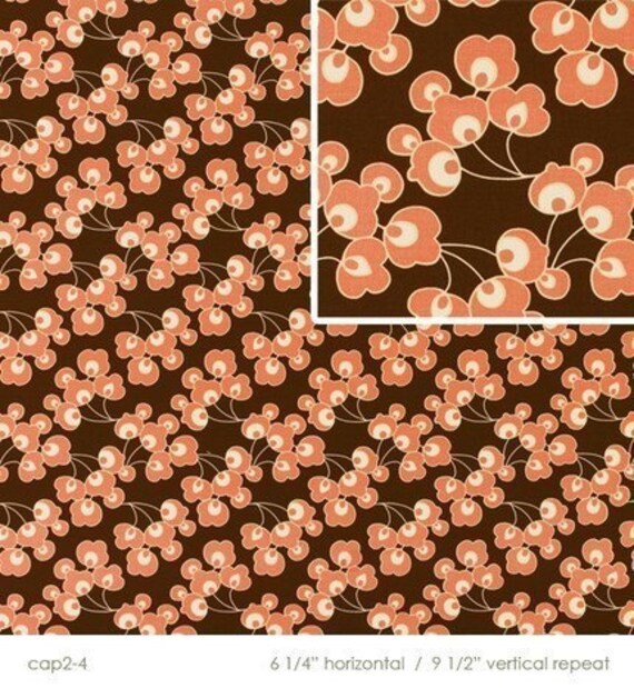 SALE Amy Butler Bright Buds Chocolate, August Fields Home Decor, 1 yard
