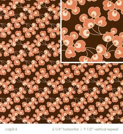 SALE Amy Butler Bright Buds Chocolate, August Fields Home Decor, 1 yard