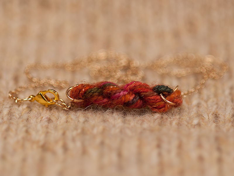 Autumn Sparkle Skein of Yarn Necklace