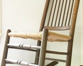 Vintage Cottage Rocking Chair with Rush Seat