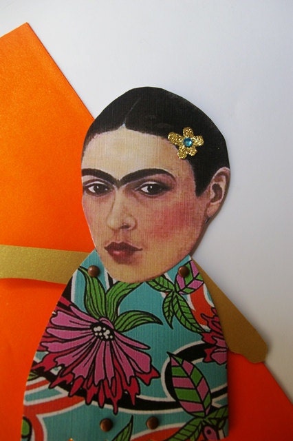Frida Kahlo inspired paper doll greeting card