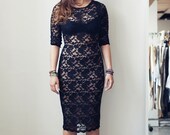 Lace Column Dress (XS - XL) Black