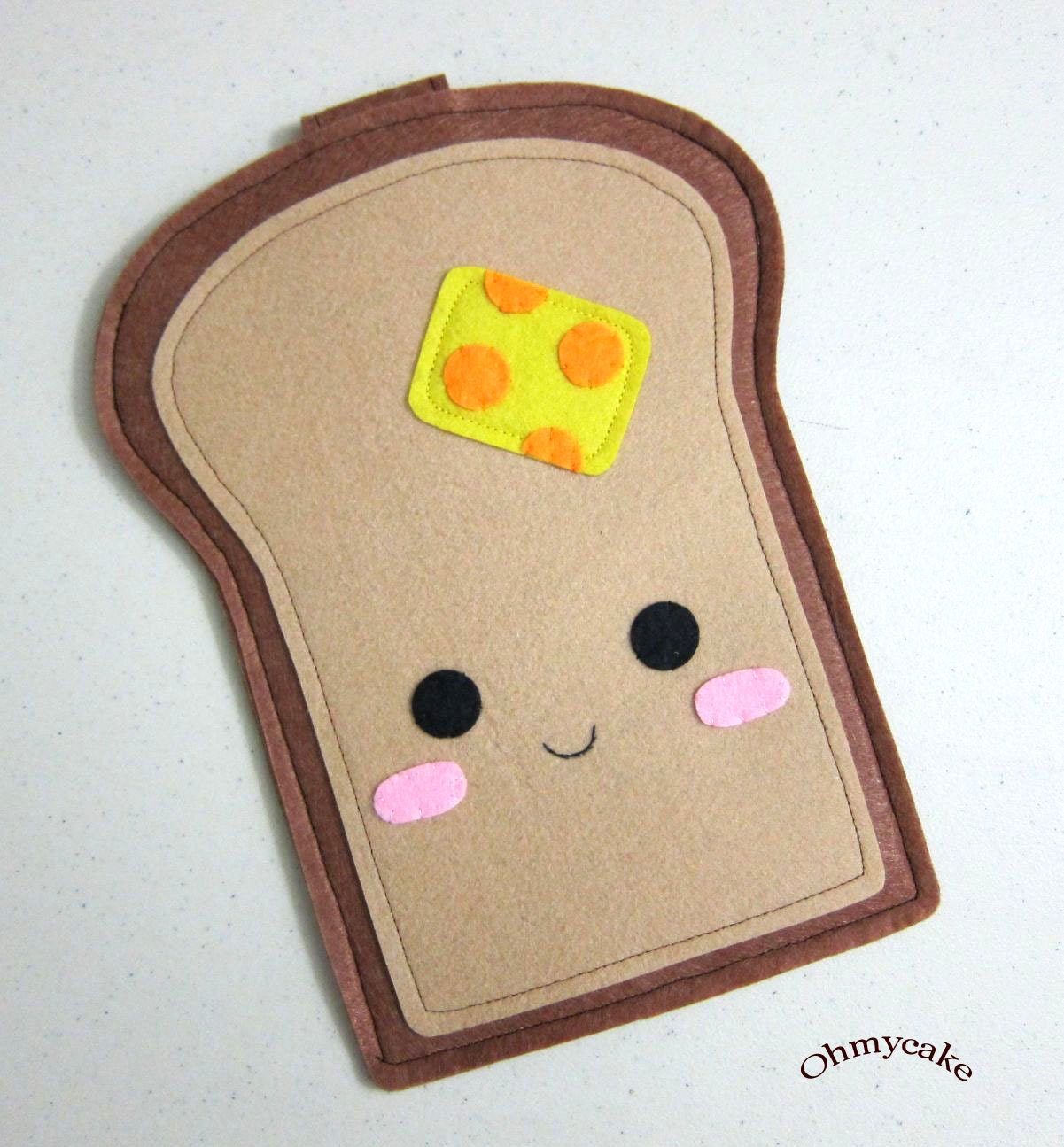 iPhone Case - Cell Phone Case - iPhone 4 Case - iPod Case - iPod Touch Case - Handmade iPhone Felt Case - " Kawaii Toast " Design