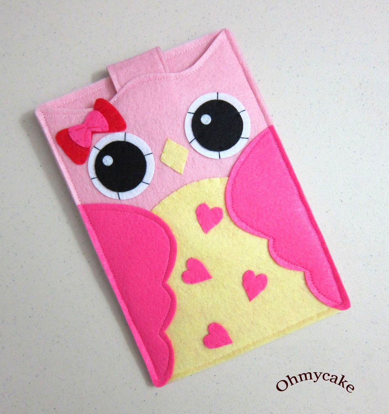 Handmade Felt Kindle Case - Kindle 3 Cover - Kindle Fire Case - Kindle Touch Cover - Nook Case - Kindle Felt Sleeve - " Heart Owl " Design