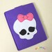 Handmade Felt Kindle Case - Kindle 3 Cover - Kindle Fire Case - Kindle Touch Cover - Nook Case - Kindle Felt Sleeve - " Girly Skull " Design