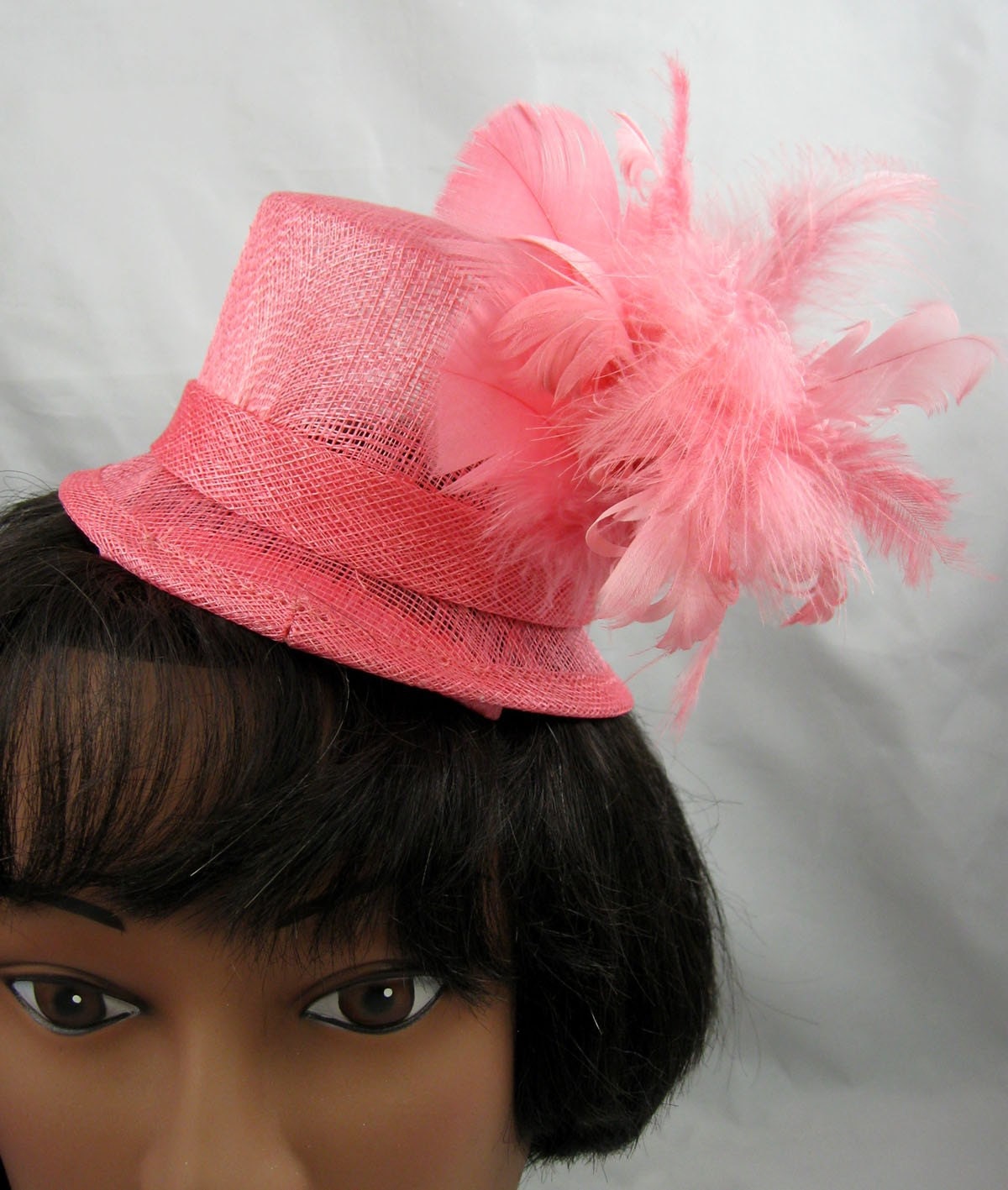 Salmon Mini Top Hat Fascinator Kentucky Derby Wedding Hat